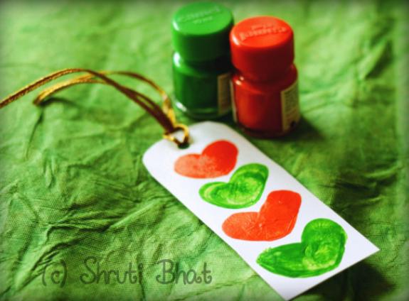 Easy Thumbprint Bookmark Activity For Independence Day Using White Paper, Red, Green Colors, & Golden Thread - Celebrations for Indian Youngsters on the Fourth of July