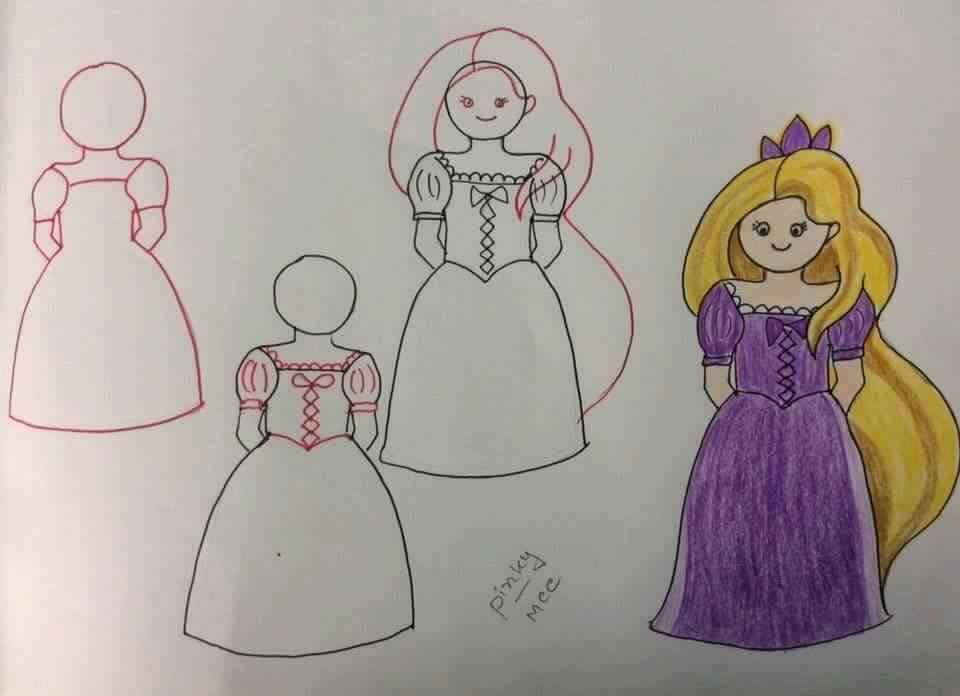 Easy To Make Beautiful Princesses Drawing With Instructions - Creative Illustrations for Children