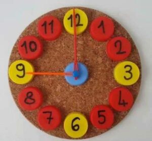 Easy To Make Bottle Cap Clock Craft For Kindergartners