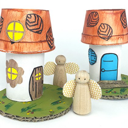 Easy To Make Fairy House Cups Craft With Native Angels - Arts and Crafts for Children Using Disposable Cups