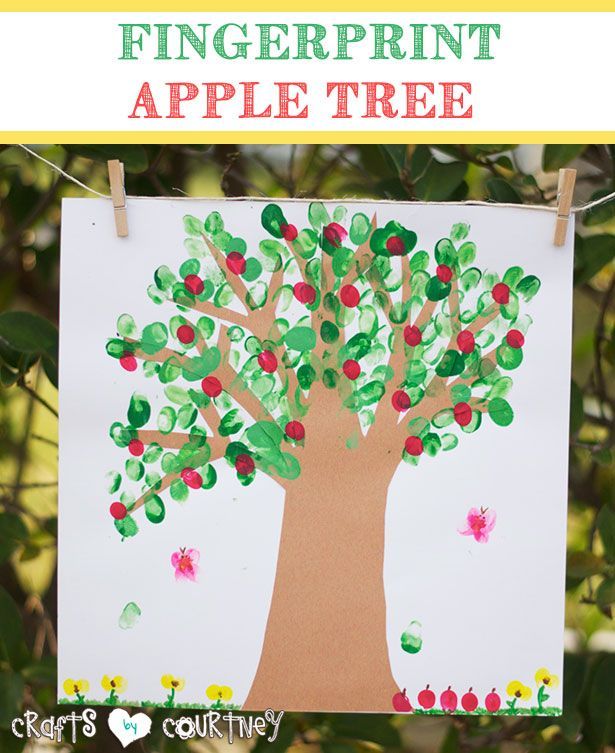 Easy To Make Fingerprint Apple Tree Art With Leaves On Paper - Amazing and Delightful Fingerprint Artworks for Children
