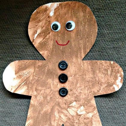 Easy To Make Gingerbread Man Craft Using Paper, Googly Eyes, and Buttons - Experiencing gingerbread man-related tasks for pre-schoolers