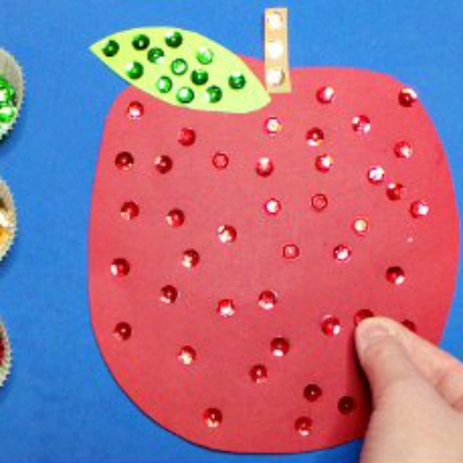 Easy To Make Paper Apple Craft Activity With Some Rhinestones - Making Apple Projects for Fall Holiday Celebrations