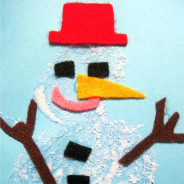 Easy To Make Salty Snowman Craft Activity Using Colorful Felt Pieces - Experiencing Winter with Snow Arts and Crafts 