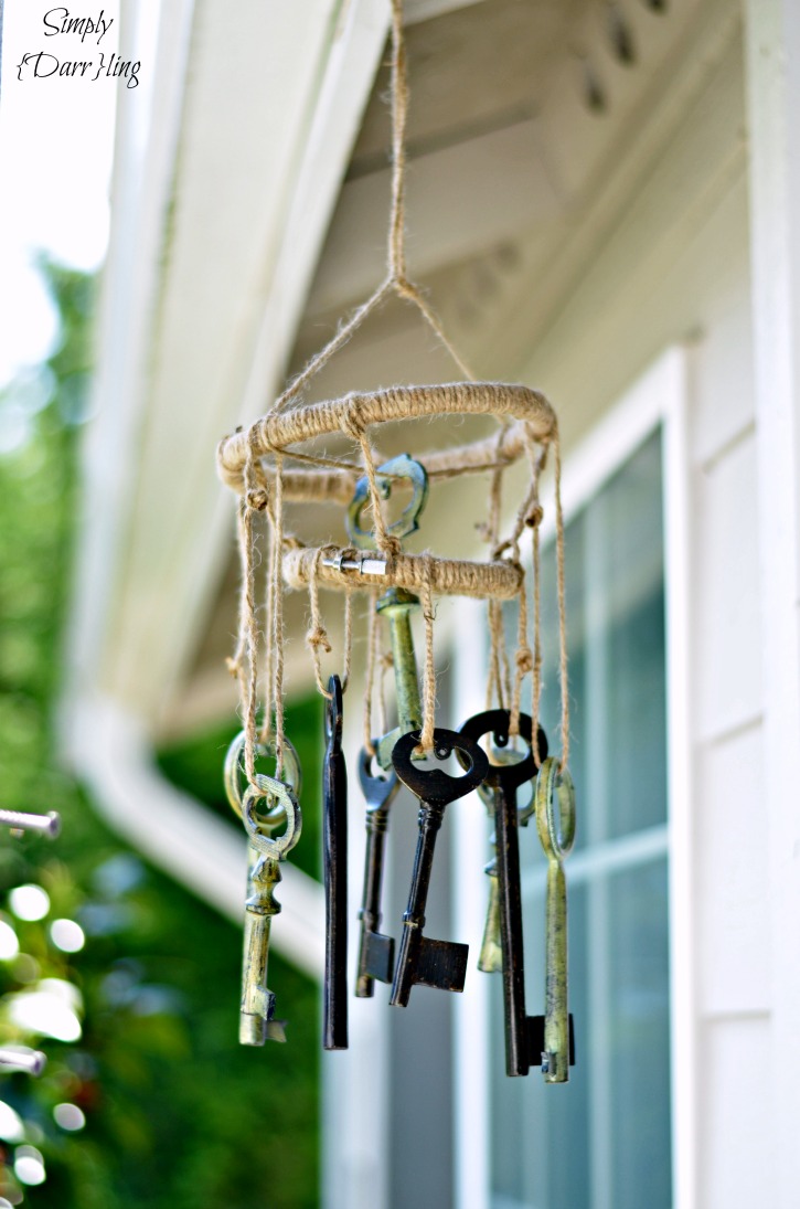 Easy To Make Skeleton Keys Wind-Chime Craft Idea Using Embroidery Hoop & Jute Twine - Family DIY Wind Chime Projects