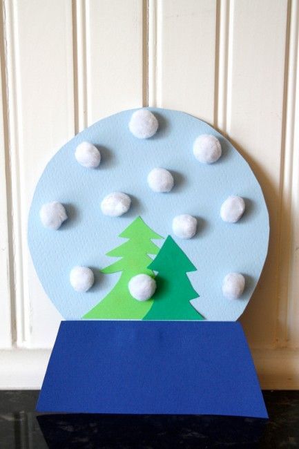 Easy To Make Snow Globe Using Construction Paper & Pom Pom - Charming Pom Pom artworks for little ones 