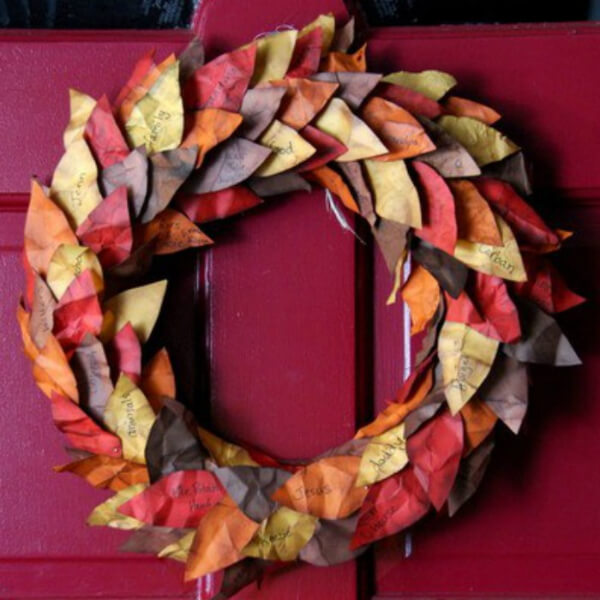 Easy To Make Thanksgiving Paper Leaves Wreath Craft For Home Decor - Creative Ideas to Help Kids Express Their Gratitude