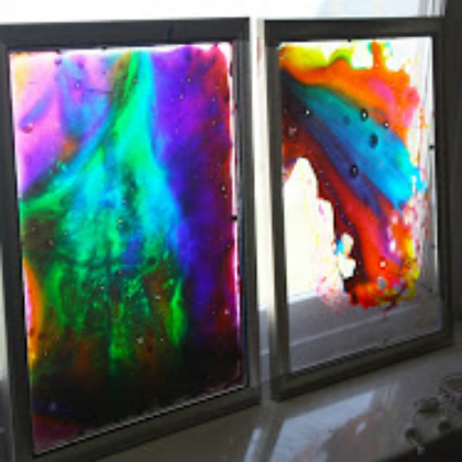 Easy to Make Window Art Technique Using Glue & Food Coloring - Simple Stained Glass Creations for the Young