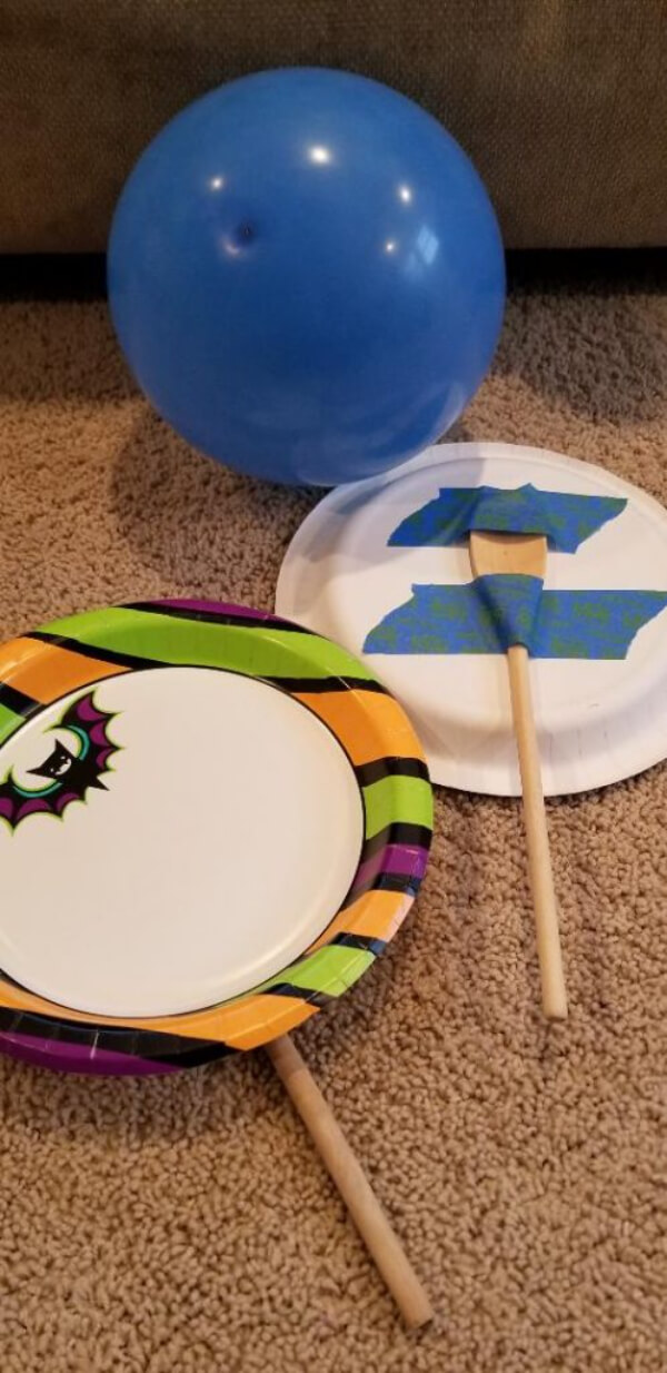 Easy-To-Play Balloon Tennis Game Using Paper Plate, Masking Tape & Plastic Spoons - Indoor Balloon Fun For Preschoolers