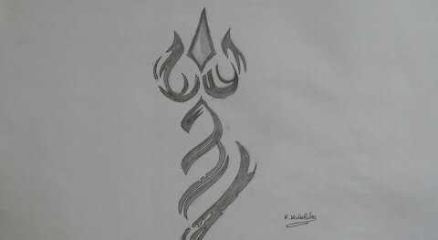 Easy Trishul Tattoo Design Making With Pencil - Crafting art for Shivratri