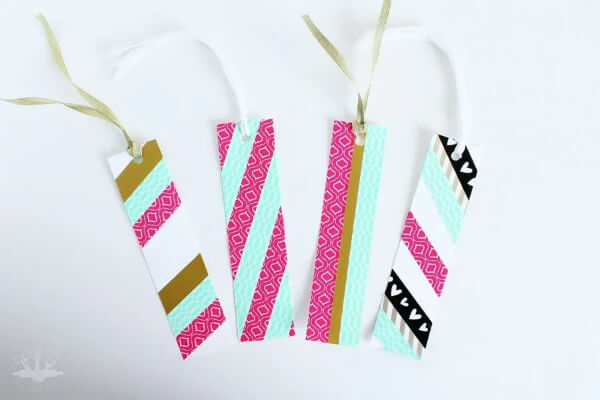 Easy Washi Tape Bookmark Craft Made With Cardstock, Ribbon & Hole Punch - Making Things with Washi Tape