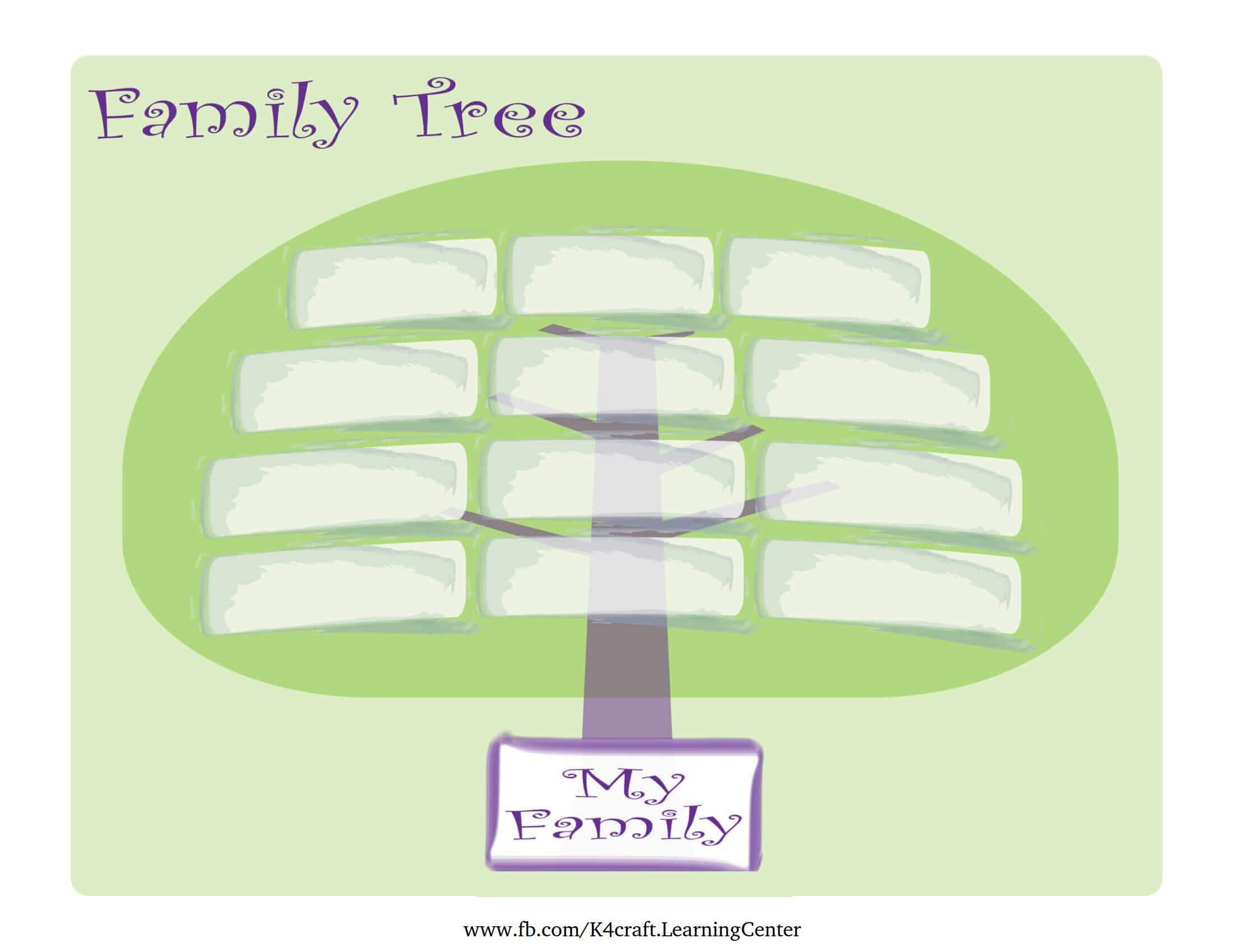 Family Geneartion Name In Rectangular Box - Template For Kids - Formats for children to put together their family tree 