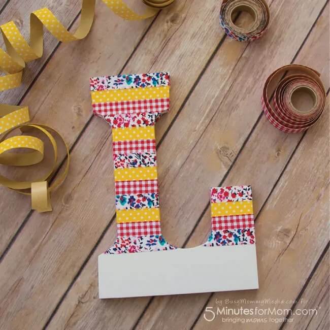 Fancy Wooden Letter "L" Decoration Craft Idea For Wall - Fun Ways to Decorate Letters with Washi Tape for Little Ones