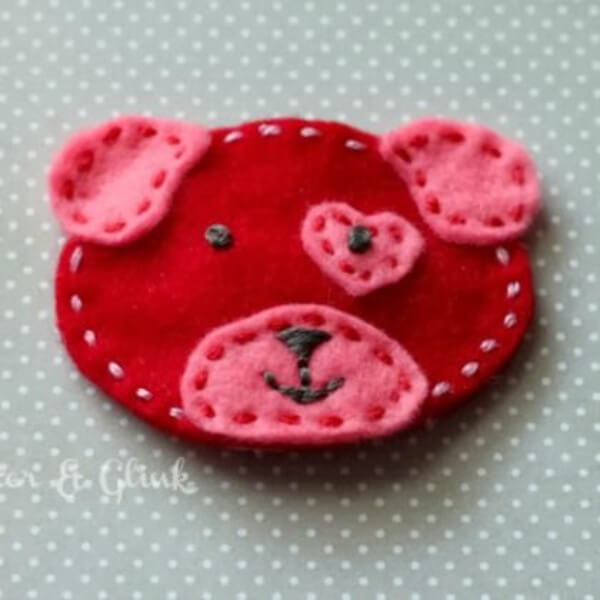 Felt Puppy Hair Clip Made With Card Stock, Embroidery Thread, Straight Pins, Needle & Valentine Pup Pattern - Crafting Hair Bows to Honour Valentine’s Day 