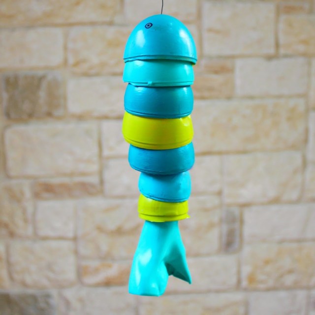Fish-Shaped Plastic Eggs Wind Chime Craft Idea For Kids - Crafting your own Home-Made Wind Chimes with Kids