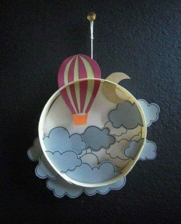 Fly Air Balloon Between From the Clouds - Hanging Craft For Wall - Simple Crafting Projects for Kids to Do in the Home