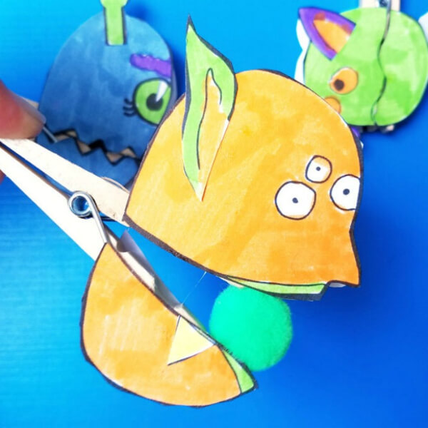 Free Printable Monster Puppet Craft Activity Using Clothespins - Fun clothespin activities for little ones 