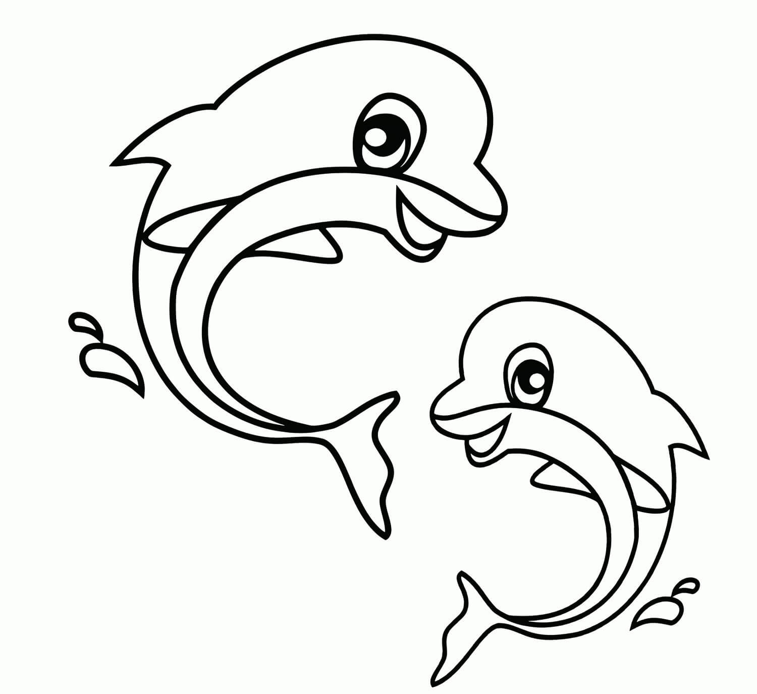 Friendly & Fun Loving Dolphins Animal - Free Animal Pictures to Color for Little Ones