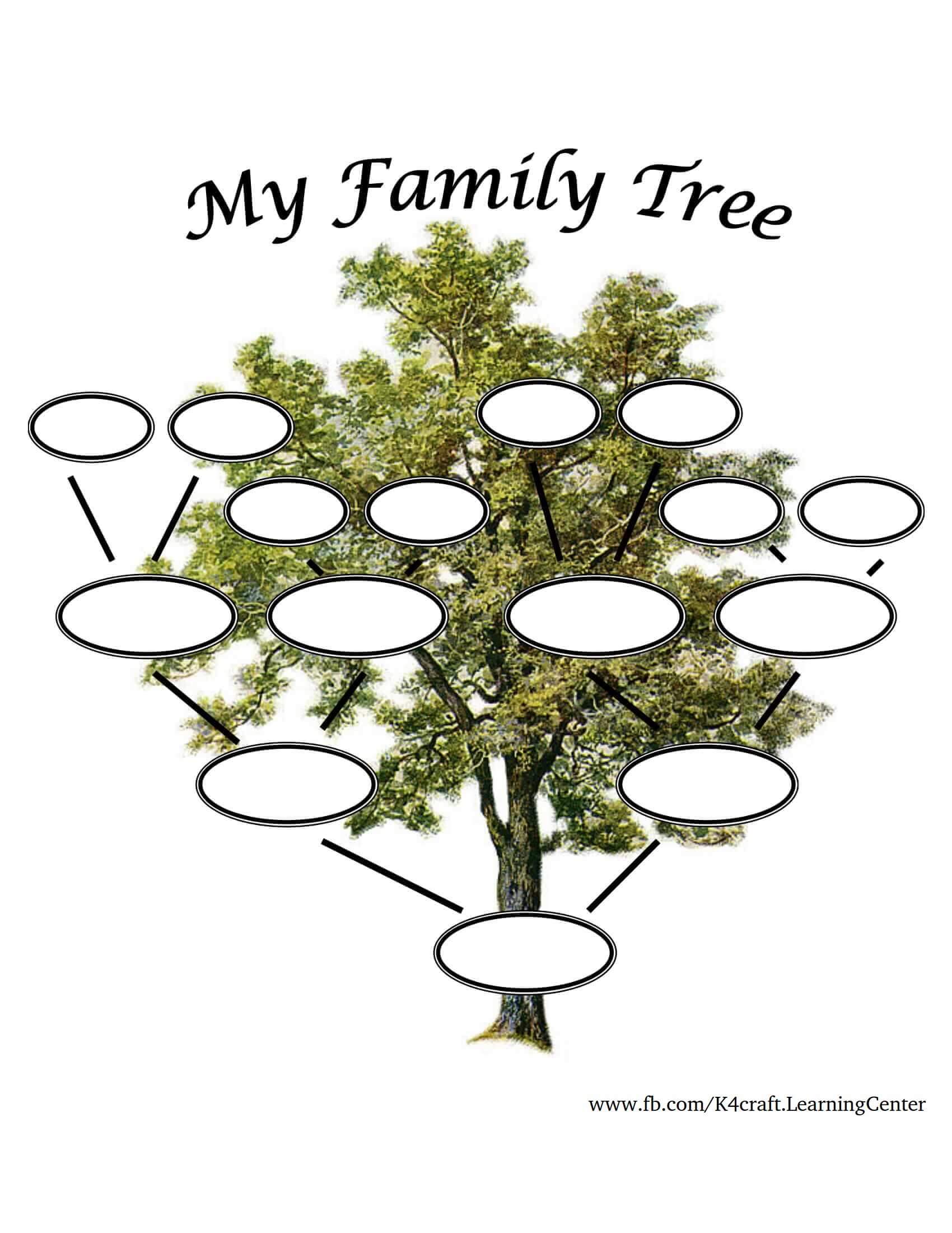 Full Family Tree Template With Oval Circle  - Template varieties for children to assemble their family tree 