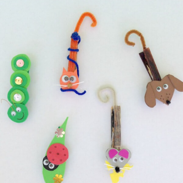 Fun Animal Fridge Critters Clothespin Crafts Using Pipe Cleaners - Fun and Easy Clothespin Activities for Children 