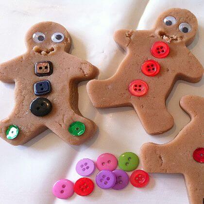 Fun Gingerbread Playdough Craft Activity With Googly Eyes & Red Black Buttons - Pursuing gingerbread man-related activities with young kids