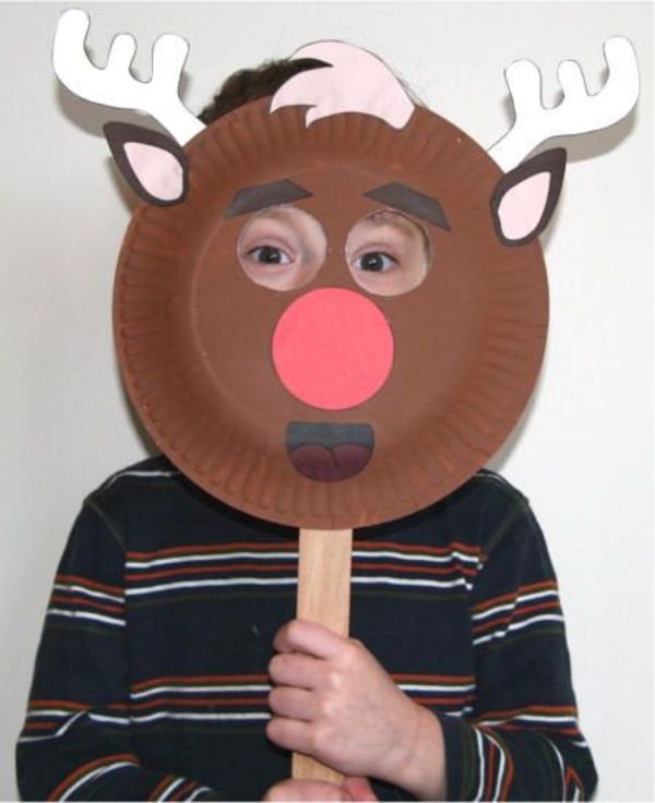 Fun Reindeer Mask Craft With Cardstock, Paper Plate & Popsicle Sticks - Simple Reindeer Crafts for the Little Ones - Great for Pre-Schoolers