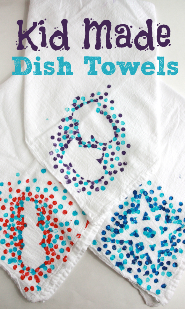 Fun Stamping Dish Towels Craft To Make With Kids - Exciting DIY Activities & Ideas to Have Fun With the Little Ones