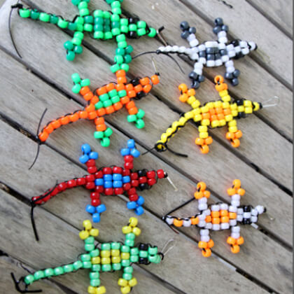 Fun to Make Pony Bead Lizards Craft Project For Kids - Wonderful Pony Bead Designs for Kids 