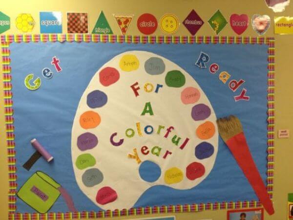 Get Ready! For A Colorful Year -  Interesting & Colorful Bulletin Board Idea - Decorating the Classroom Noticeboard with a Rainbow Theme