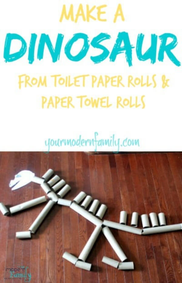 Giant Dinosaur Bone Fossil Craft Using Recycled Toilet Paper Roll