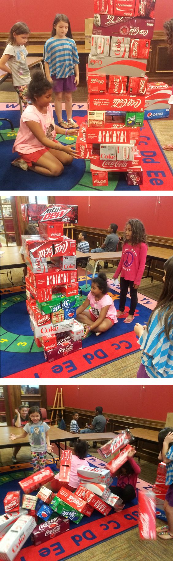 Giant Jenga Game Activity Made With Recycled Old Soda Cartons - Recycle & Play for Little Ones 