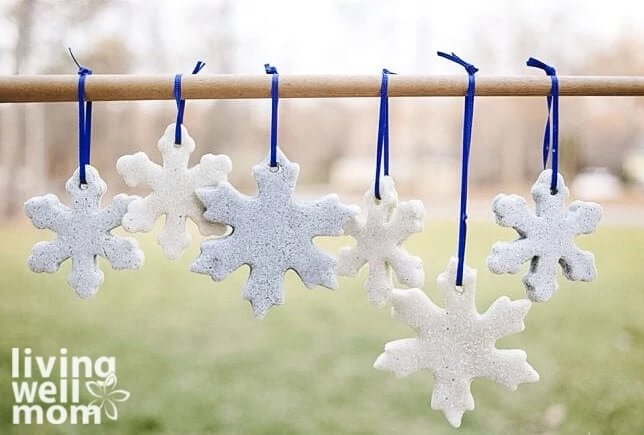 Glittery Snowflake Decoration Ornament Craft For Christmas Using Salt Dough - Designing homemade Salt Dough decorations for Christmas