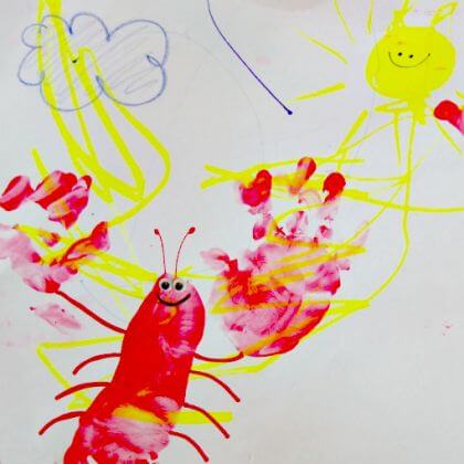 Hand & Footprint Lobsters Craft Activity Using Paper & Red Paint - Engaging activities and handicrafts for tykes 