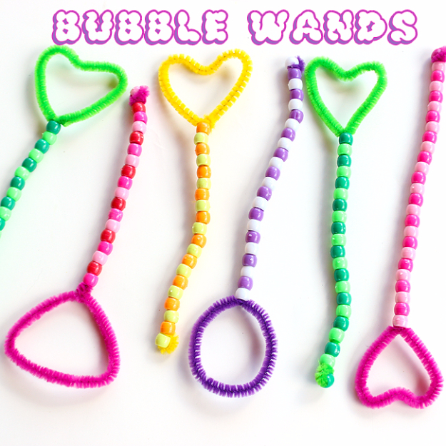 Handmade Bubble Wands Craft Tutorial Using Colorful Beads & Pipe Cleaners - Entertaining Do-It-Yourself Projects & Interests to Do With the Young'uns