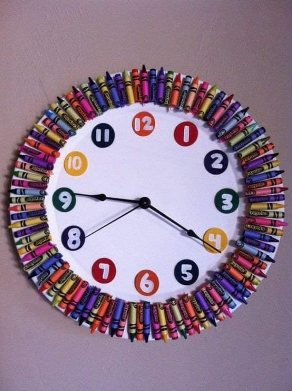 Handmade Clock Craft Made With Broken Crayons - Crafting a Clock To Teach Kids How To Tell Time