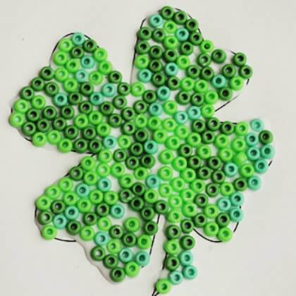 Handmade Leaf Clover Beaded Craft With Free Printables For St Patricks Day - Marvellous Horse Bead Projects for Tykes 