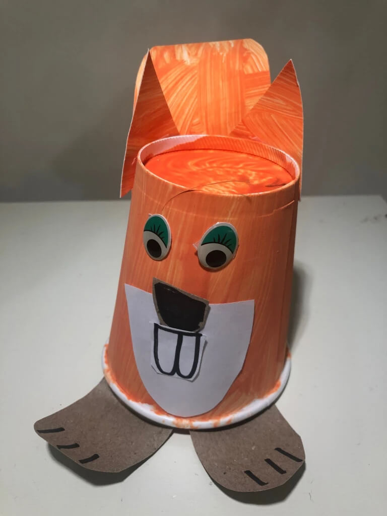 Handmade Paper Cup Squirrel Animal Craft For Kindergartners - Quick Paper Cup Animal Arts