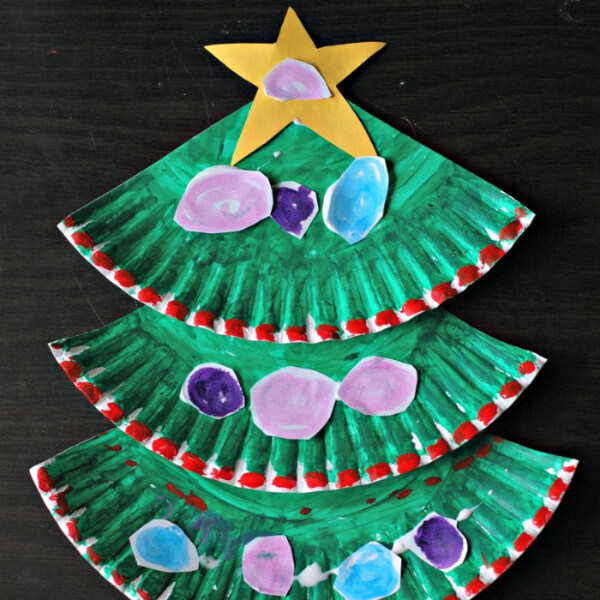 Handmade Paper Plate Christmas Tree Craft With Paper, Kwik Stix Paint & Glue - Constructing Christmas Tree Plans
