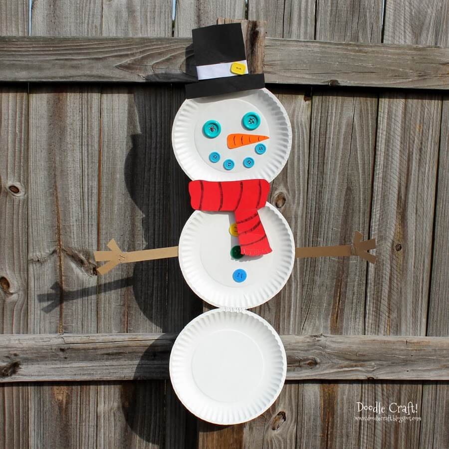 Handmade Paper Plate Snowman Craft Project For Kids - Constructing a Snowman Utilizing a Paper Plate - Winter Arts and Crafts for Kids