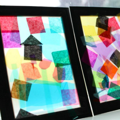 Handmade Stained Glass Photo Frame Pattern Art Activity With Tissue Paper - Easy-to-Do Stained Glass Art Ideas for Youngsters 