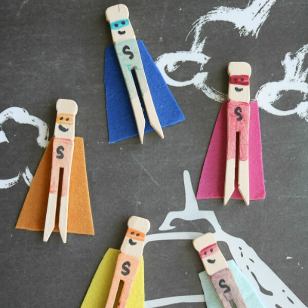 Handmade Superhero Clothespins Craft For Father's Day - Interesting Ideas for Making Art with Clothespins and Children 