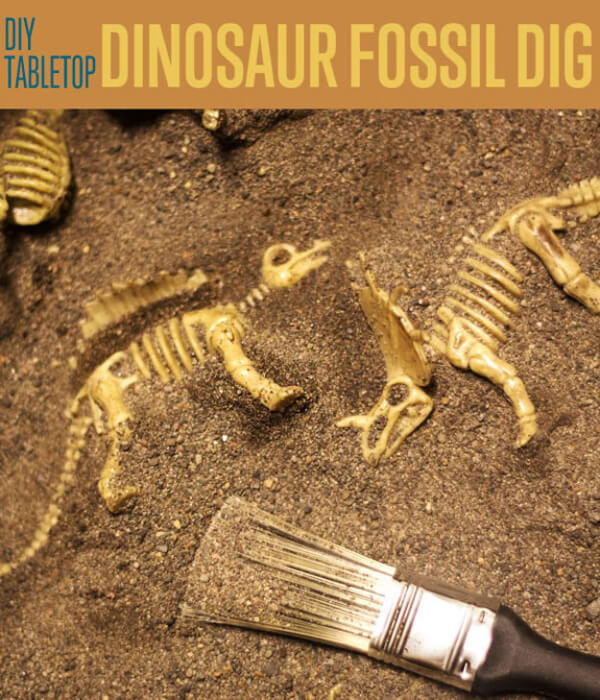 Handmade Tabletop Dinosaur Fossil Dig Craft Activity At Home - Enjoyable Fossil Games for Kids 