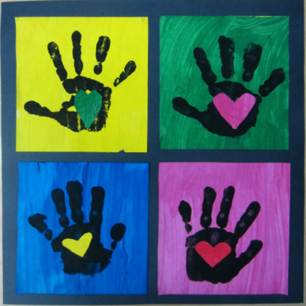 Handprint & Heart - Awesome Wall Art Project To Make With Toddler Kids - Handprints as the basis of toddler art and play