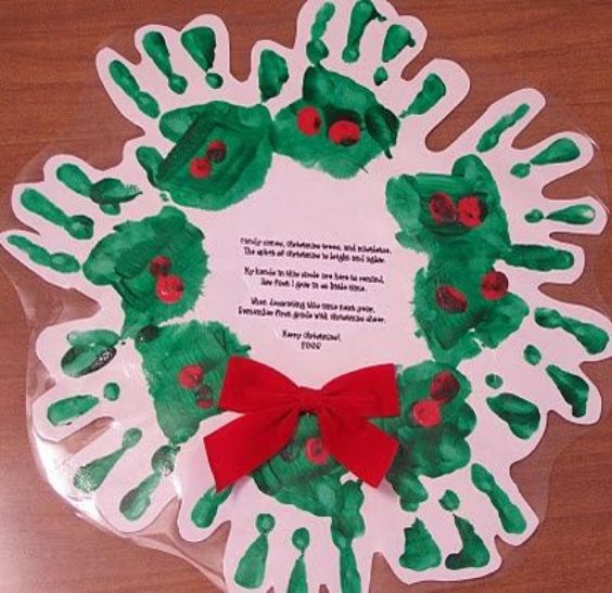 Handprint Message Wreath Decoration Craft For Home - Handprint-Based Christmas Crafts for Toddlers and Preschoolers 