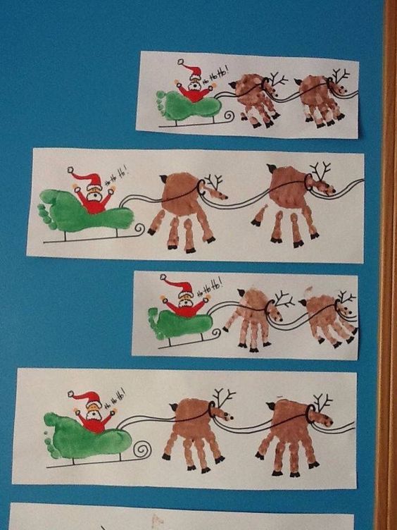 Handprint Reindeers and Footprint Sleigh Craft For Christmas - Crafting with Children's Hands this Christmas