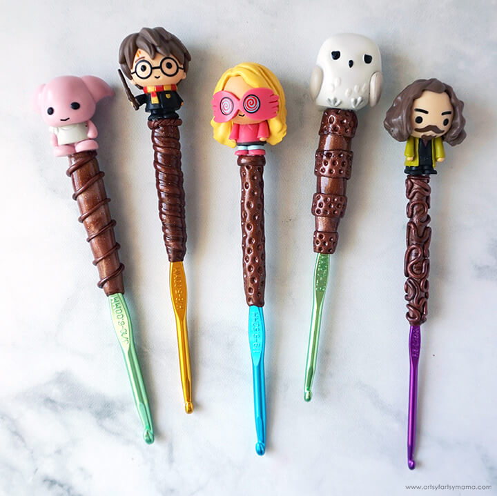 Harry Potter Wand Crochet Hooks Themed Craft Activity Using Polymer Clay - Crafting with Harry Potter Polymer Clay for Children