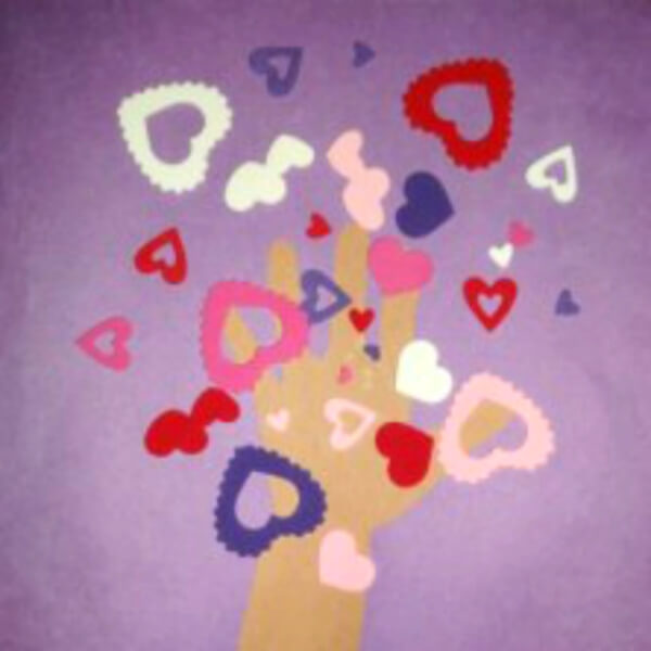 Heart-Shaped Tree Love Craft Idea With Handprint For Valentine's Day - Fingerprints used to craft and create for young ones