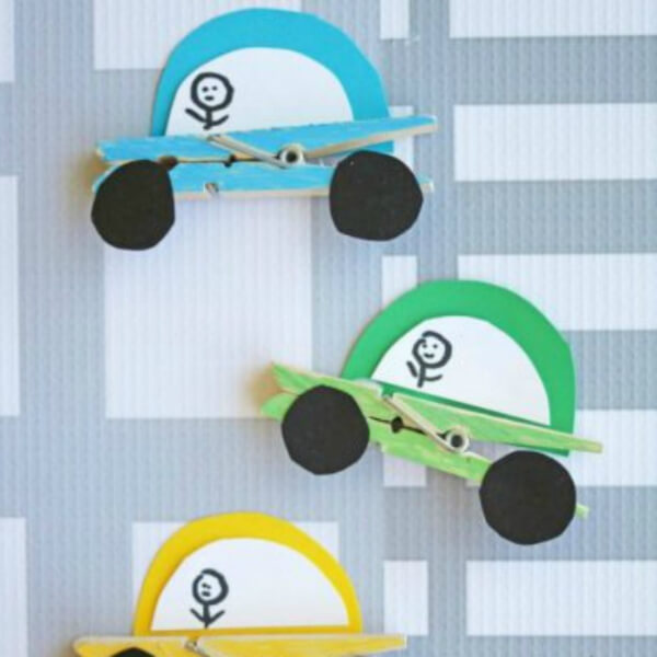 Homemade Clothespin Car Craft Idea For Kids Using Paper - Ideas for making use of clothespins with children 