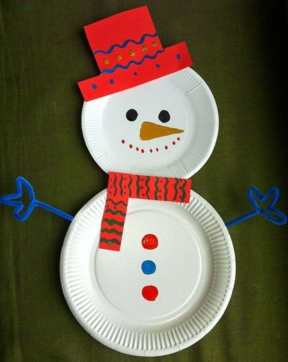 Homemade Paper Plate Snowman Winter Craft To Make With Toddlers - Making an Effortless Snowman with a Paper Plate - Kid's Winter Arts and Crafts