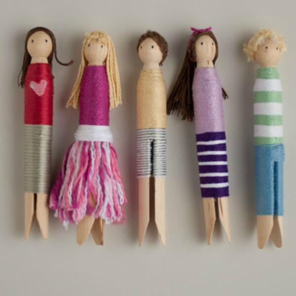 How To Make Wrap Dolls Using Clothespins, & Embroidery Thread - Exciting Ways for Kids to Use Clothespins for Crafting 